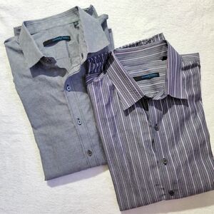 Pair Lot Of 2 Zachary Prell Button Down Long Sleeve Shirts Checked Striped XL
